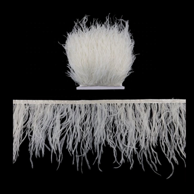 RTS 58 Colors Stock cheap 6-8cm Sewing Fringe Ostrich Feather Trim ostrich lace for Pyjamas Satin Sets Skirt Costume Women Dr