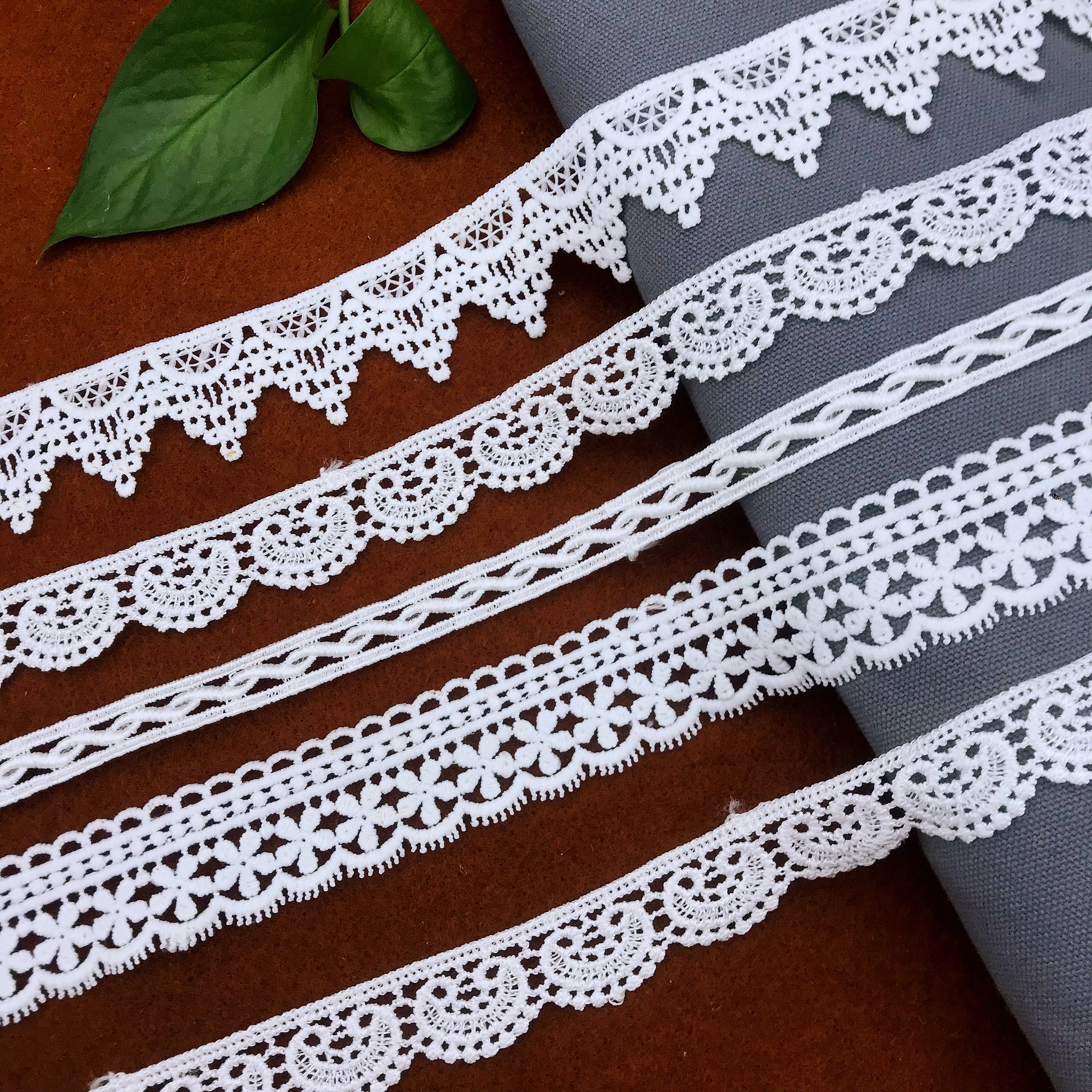 Hight quality materials white guipure embroidered eyelet cotton boder lace trimmings