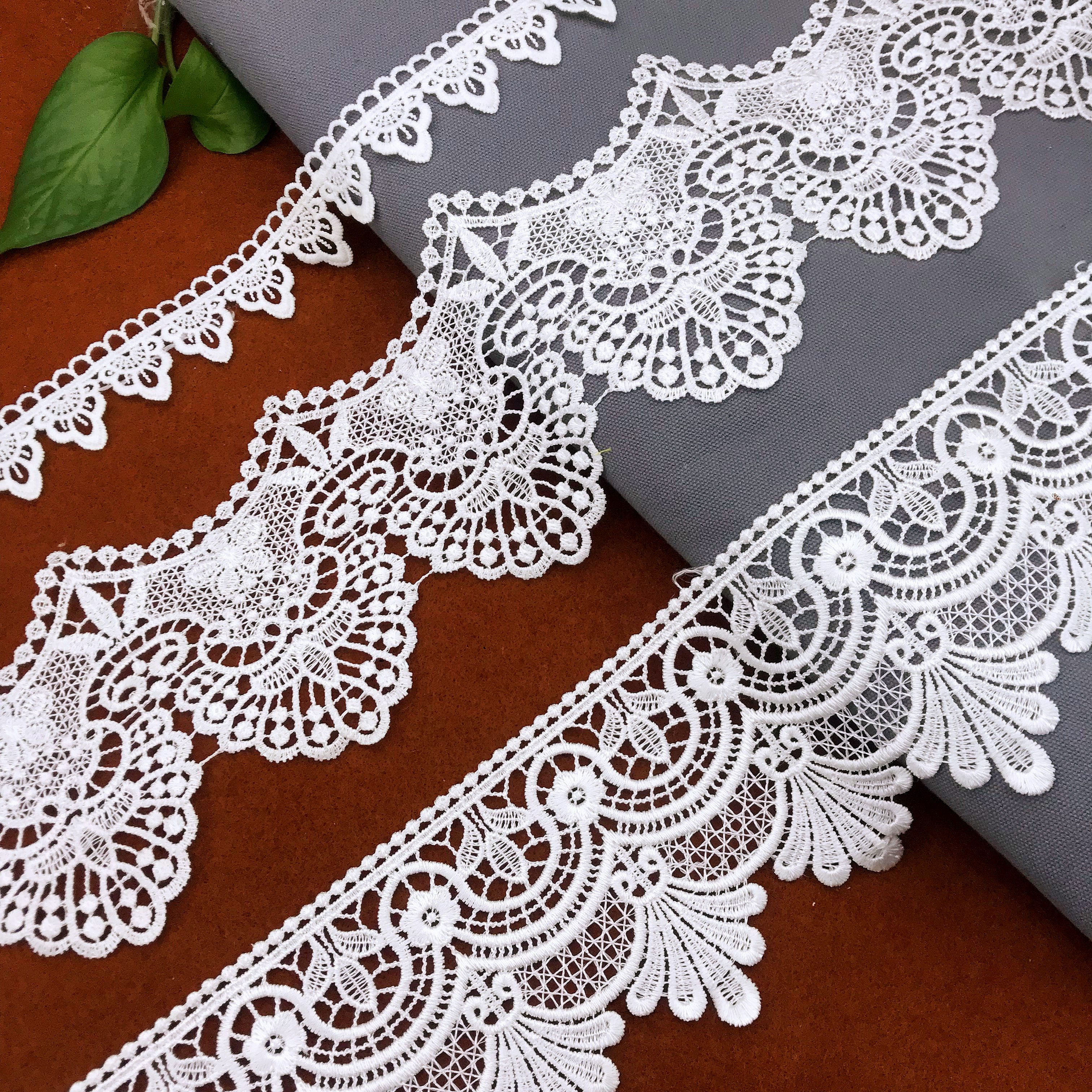 Hight quality materials white guipure embroidered eyelet cotton boder lace trimmings
