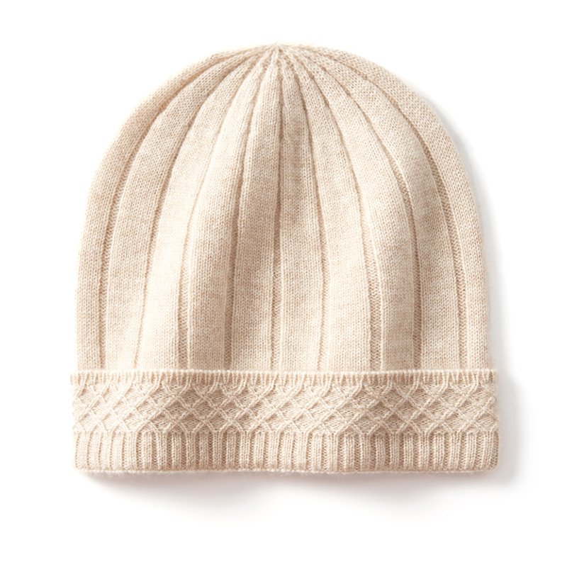 Custom fashion soft cashmere beanie winter pure color rib knit hats suppliers cashmere wool beanie for men women