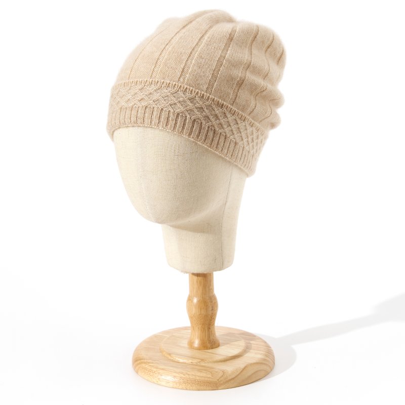 Custom fashion soft cashmere beanie winter pure color rib knit hats suppliers cashmere wool beanie for men women