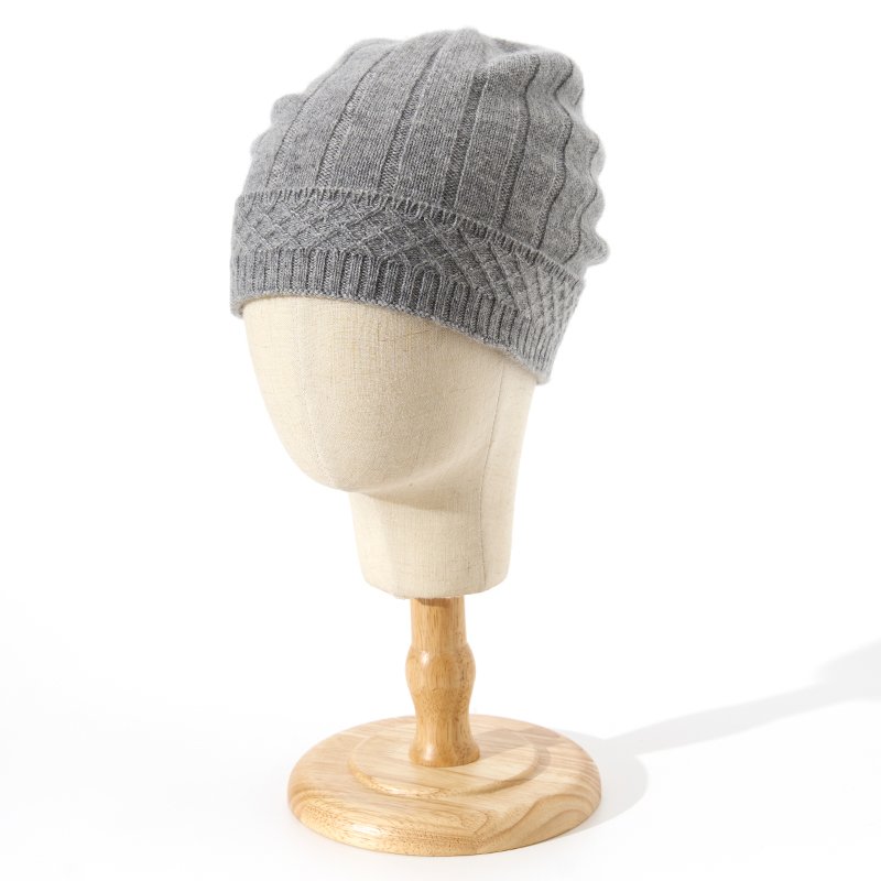 Custom fashion soft cashmere beanie winter pure color rib knit hats suppliers cashmere wool beanie for men women