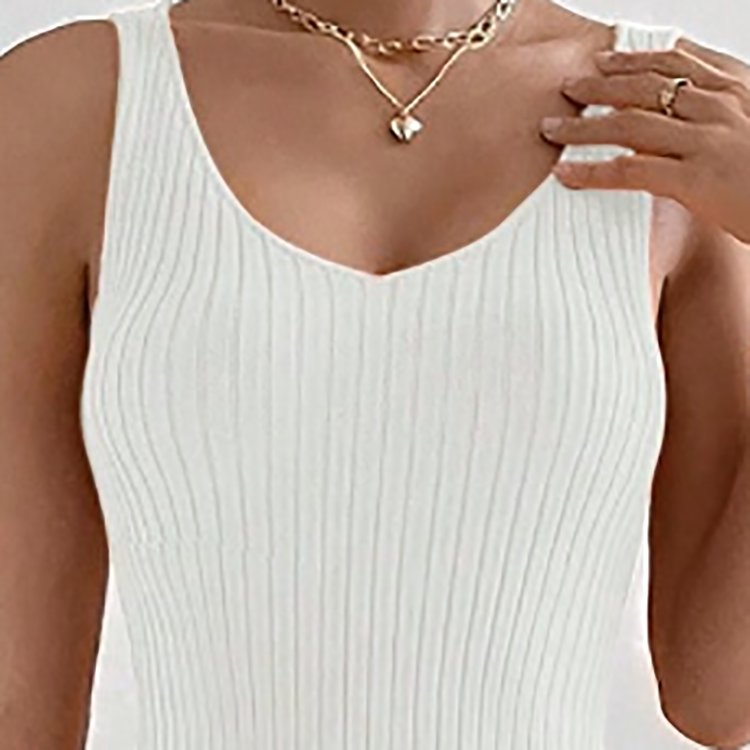 High Quality Fashion Sexy U Back Sleeveless Tank Slim Bodycon Dresses Knitted Casual Woman Dress Women Tank Top Women's Sweaters