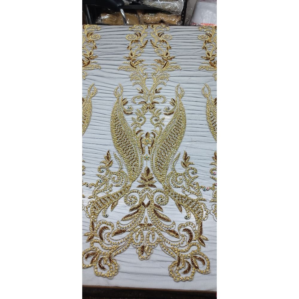 High Quality Cotton Beaded Work Embroidery Lace Fabric for Women Casual and Partywear for Weddings and Girls' Dresses