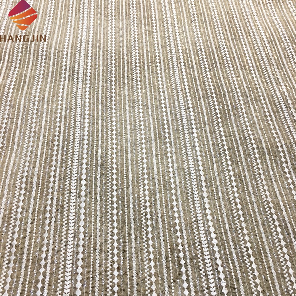 Geometric Wedding Fabric Embroidery Grid Lace Ivory White Luxurious Beading Lace Fabric For Women Dress