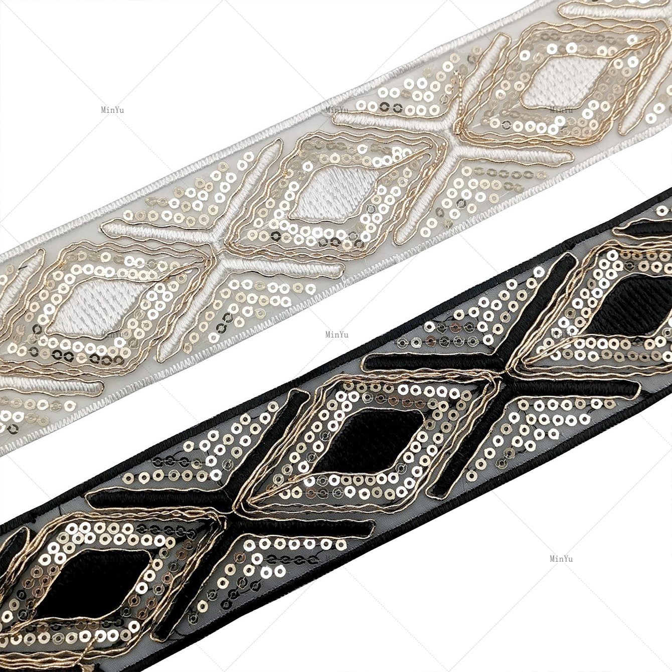 Width 5cm Lace Trimming Sequins Polyester Fabric lace Ethnic Style Decorative Band For Women's Dresses And Evening Wedding Dress