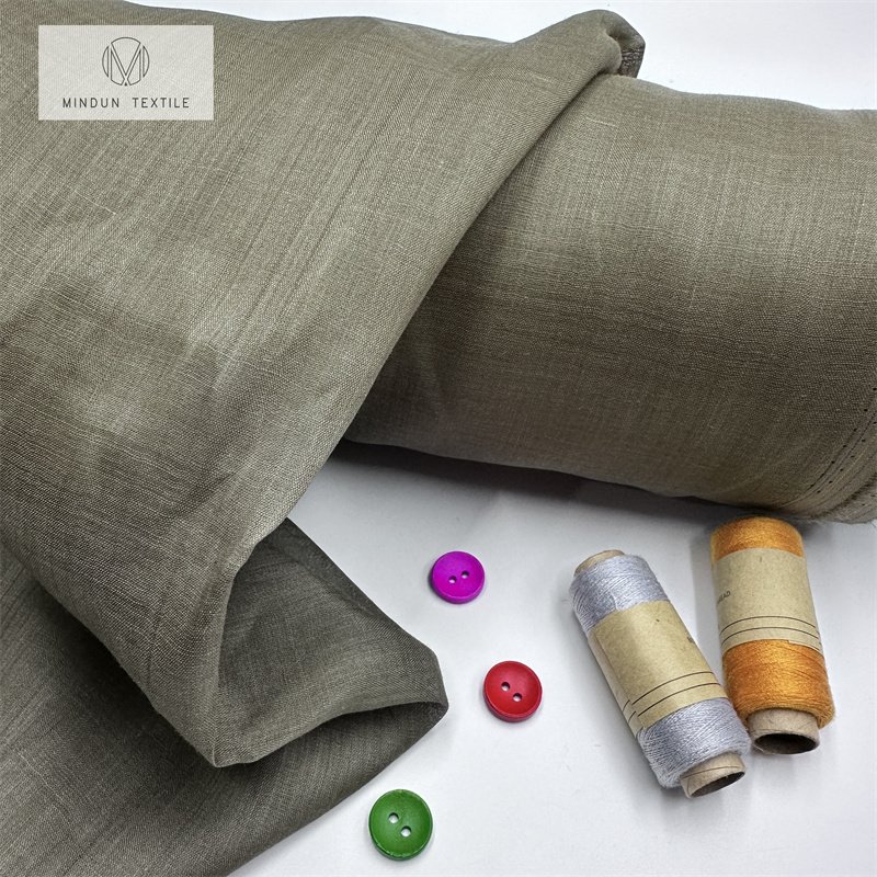 Mindun Custom Printing100% Ramie Fabric 42S Breathable Linen Fabric For Summer Dress