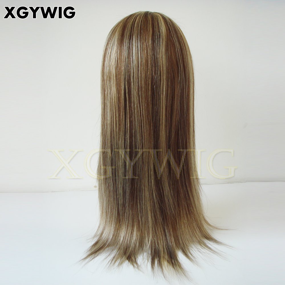 Stock wholesale top quality 6H613 Sexy brown hair blonde highlights 100% Virgin Remy Human Hair cuticle aligned hd full lace wig