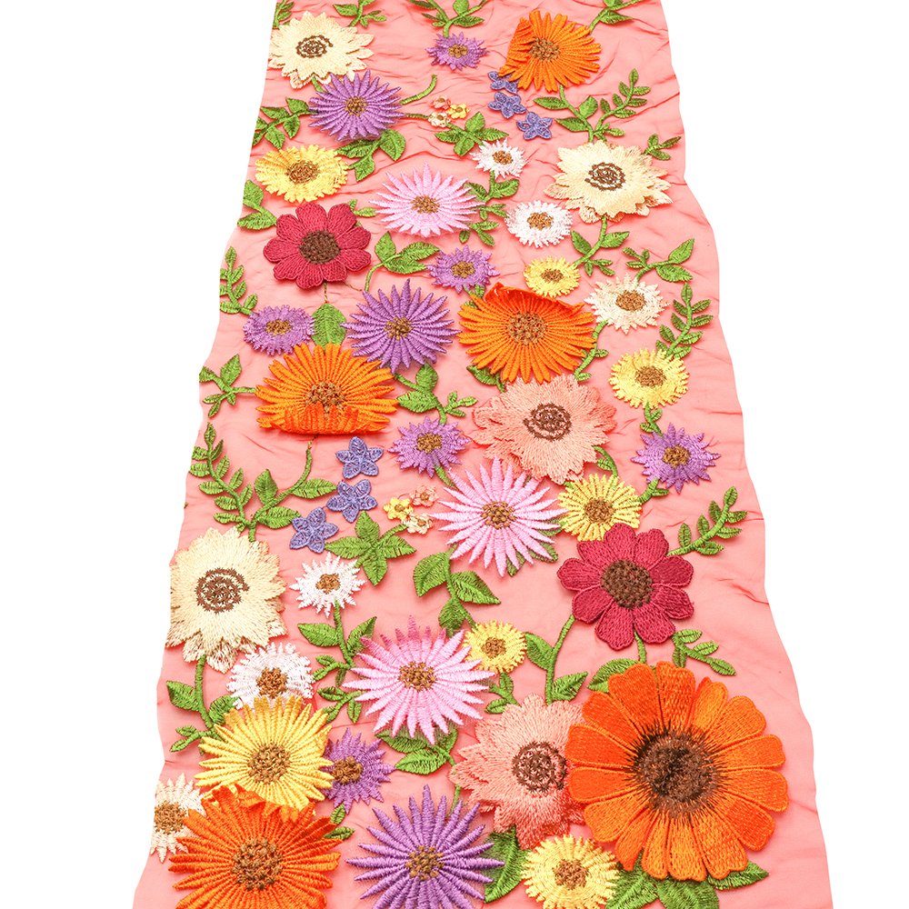 Hot Sale Lace Embroidery Fabric 100% Polyester 3d Flower Lace Fabric For Dress