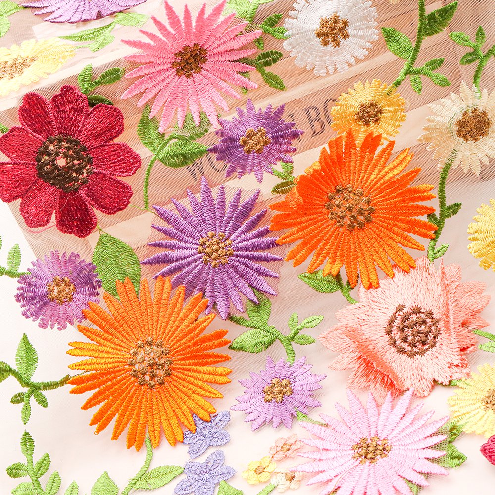 Hot Sale Lace Embroidery Fabric 100% Polyester 3d Flower Lace Fabric For Dress