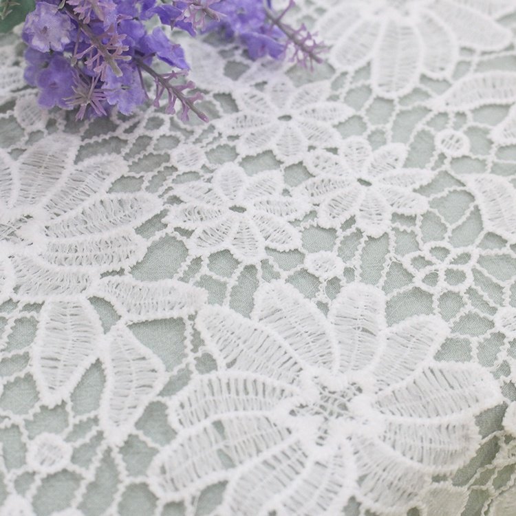 Cheerslife 120cm Cotton Luxury Mesh Net White Embroidery French Bridal Wedding Dress Lace Fabric For Women