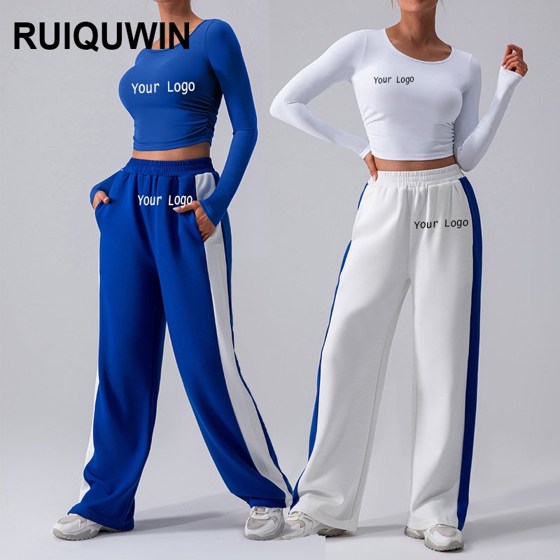 Ladies Shaping Knit Ribbed Seamless Fitness Wear V Neck Sport Top High Waist Leggings Yoga 4 Piece Set Sportswear Women