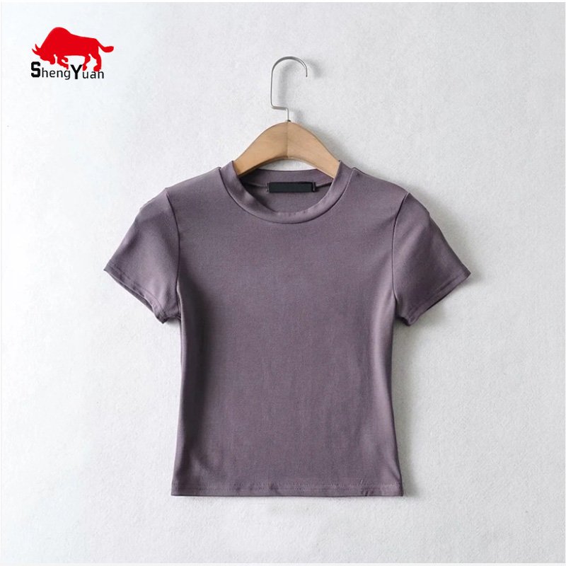 Custom Cotton Crop Tops Women T shirt White Yoga Fitness Slim Fit cropped tshirt Ladies Crop Tops For Women