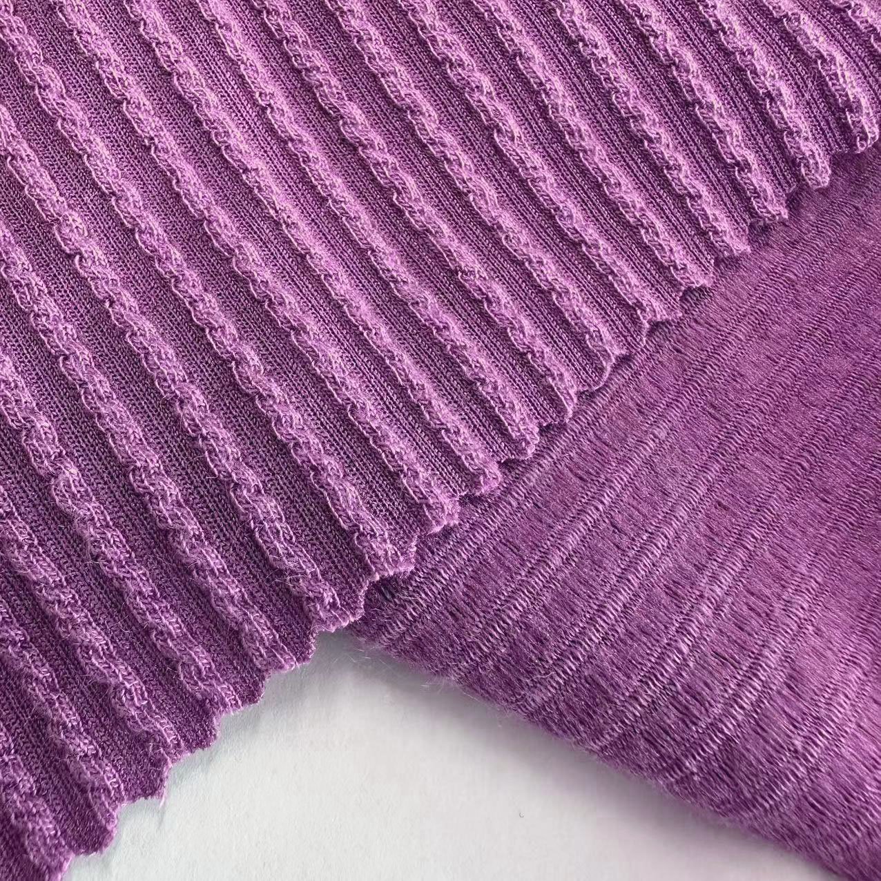95 polyester 5 spandex Stretch ribbed stripe textured crinkled crepe Jacquard fabric for swimwear and garment