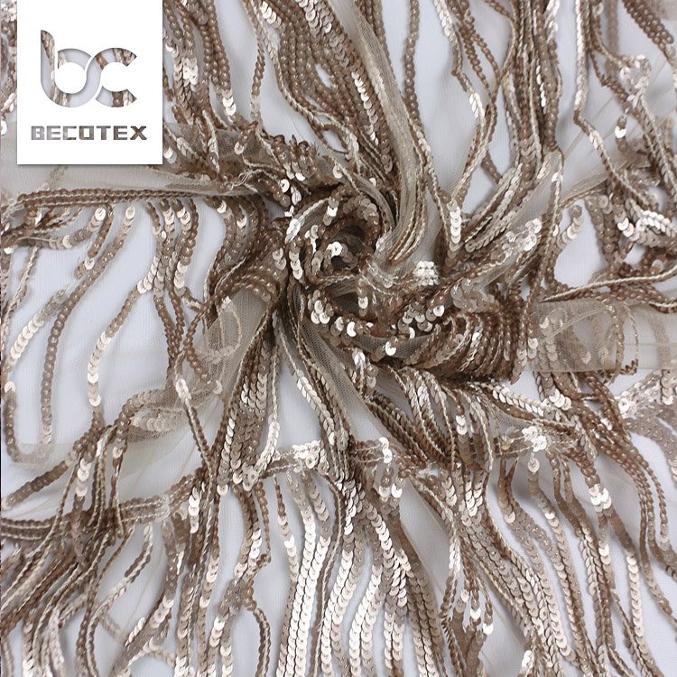 2024 high quality wholesale gold tulle embroidery lace fabric sequins for party dress