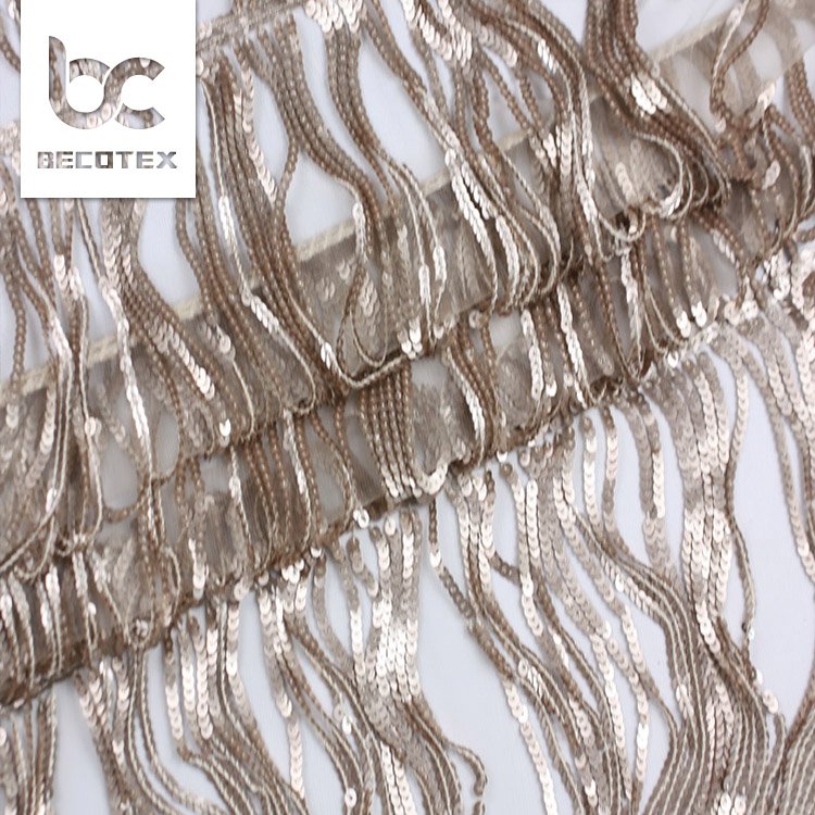 2024 high quality wholesale gold tulle embroidery lace fabric sequins for party dress