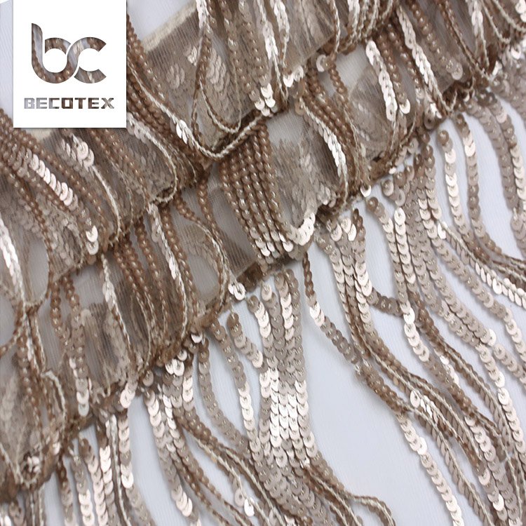 2024 high quality wholesale gold tulle embroidery lace fabric sequins for party dress