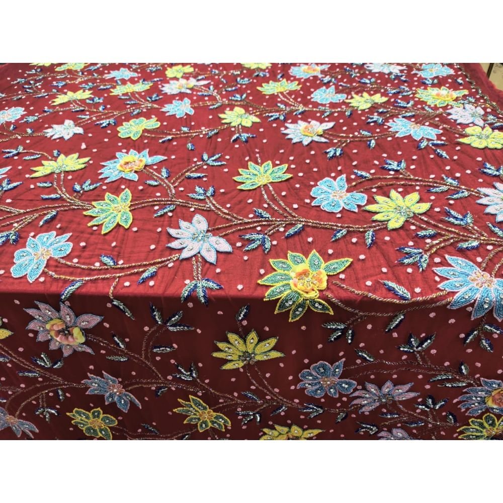 Direct factory supply embroidery work dress fabric with custom packaging from indian manufacturer embroidery fabric