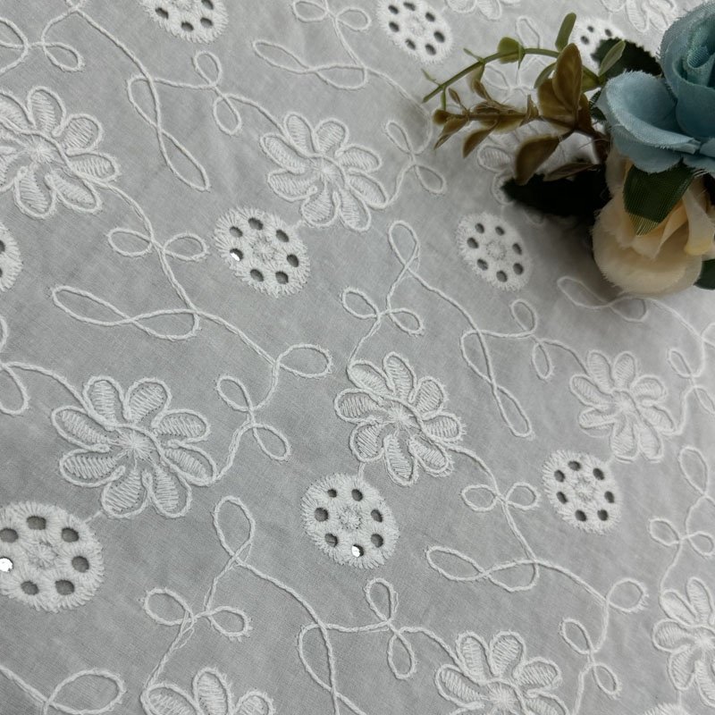New Collection Recycled 3D Flower Embroidered Lace Fabric Cord Floral Lace fabric for Boutique Clothing