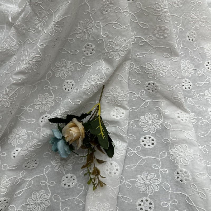 New Collection Recycled 3D Flower Embroidered Lace Fabric Cord Floral Lace fabric for Boutique Clothing
