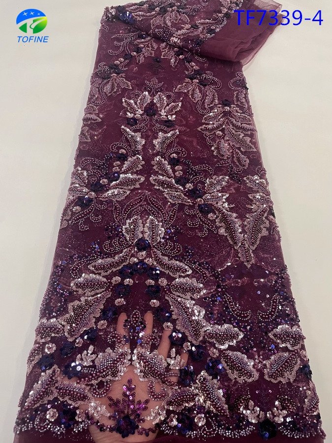 2023 newest french lace elegant lace fabric top quality embroidery sequins lace for party 5 yards
