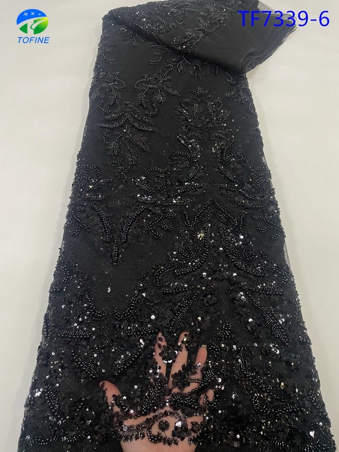 2023 newest french lace elegant lace fabric top quality embroidery sequins lace for party 5 yards