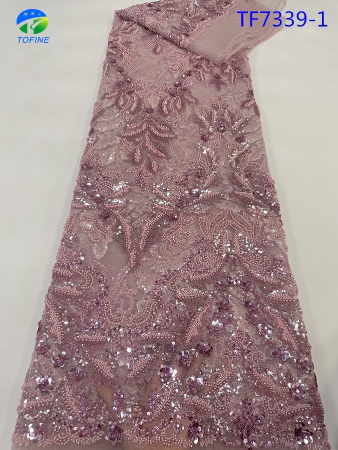2023 newest french lace elegant lace fabric top quality embroidery sequins lace for party 5 yards