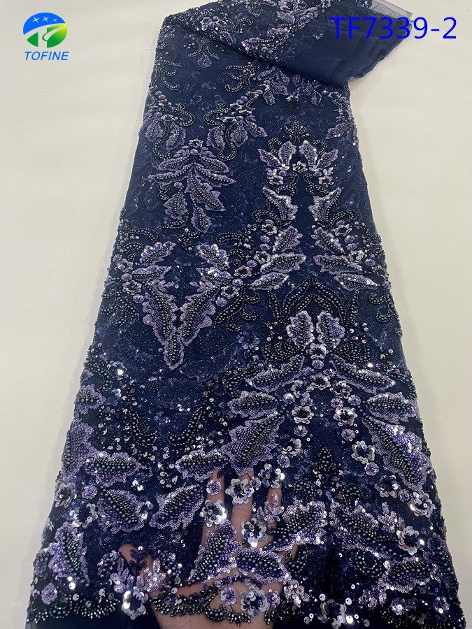 2023 newest french lace elegant lace fabric top quality embroidery sequins lace for party 5 yards