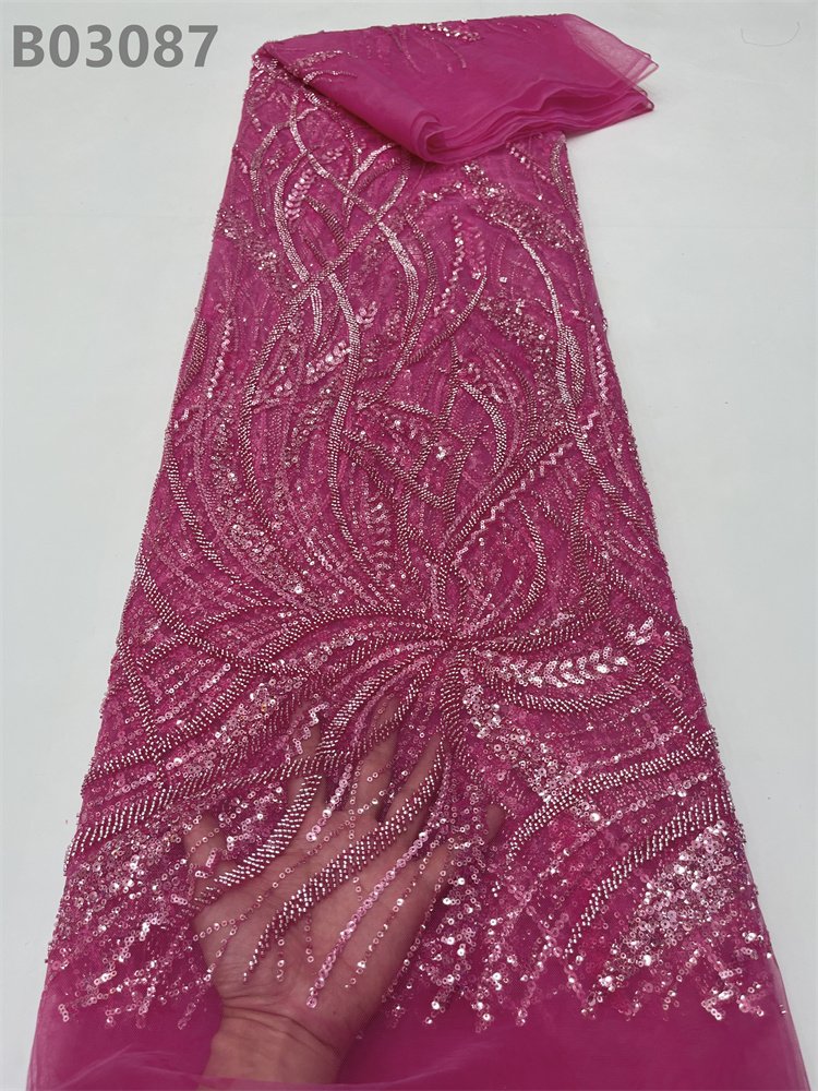 Beads Lace Tulle Fabrics Embroidered Lace Fabric for Wedding dress