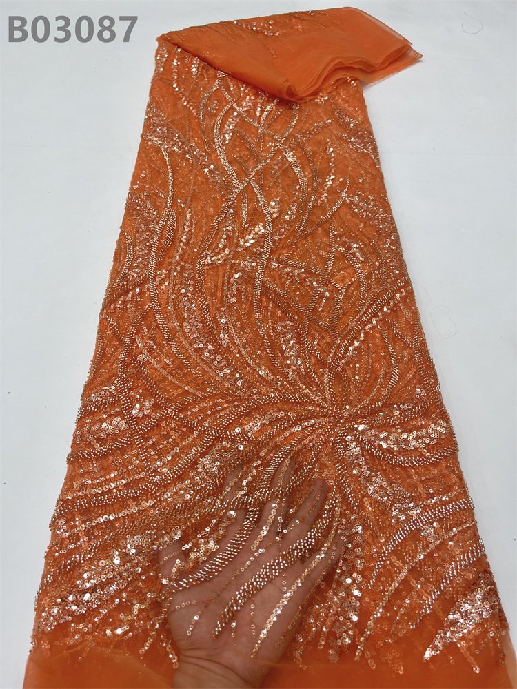 Beads Lace Tulle Fabrics Embroidered Lace Fabric for Wedding dress