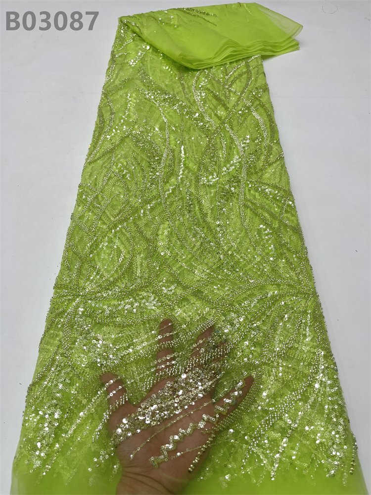 Beads Lace Tulle Fabrics Embroidered Lace Fabric for Wedding dress
