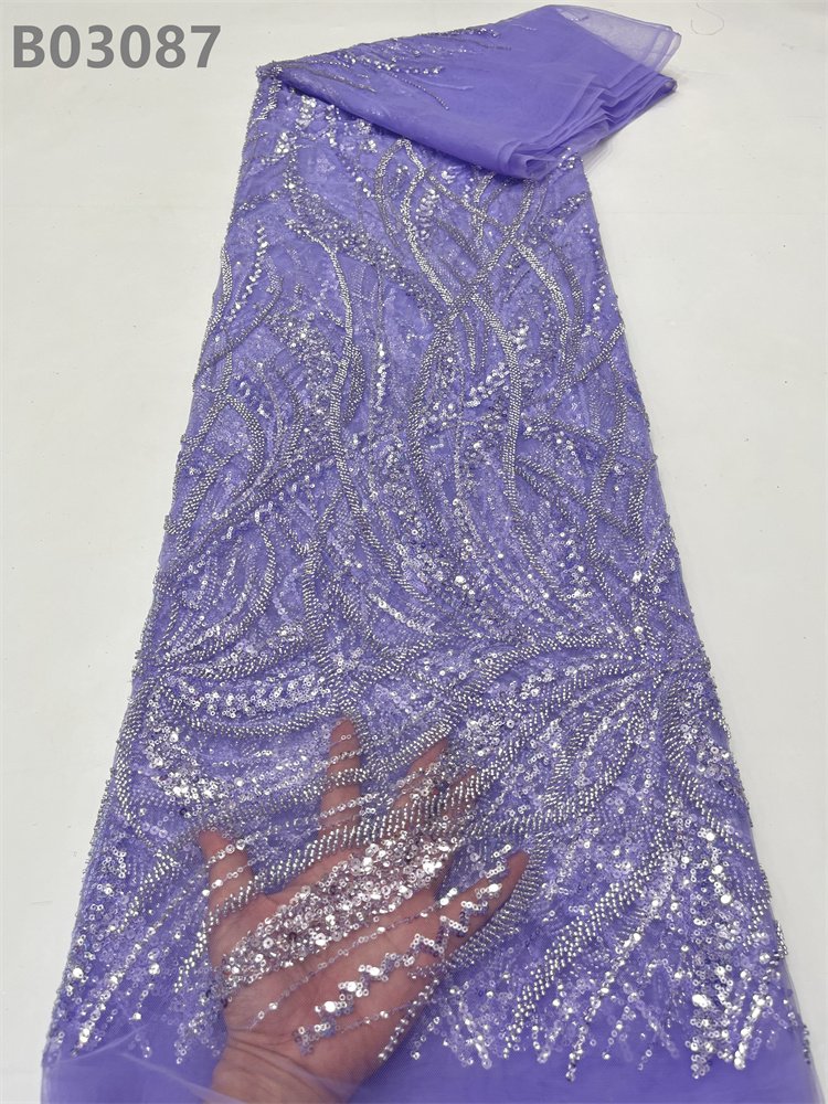 Beads Lace Tulle Fabrics Embroidered Lace Fabric for Wedding dress