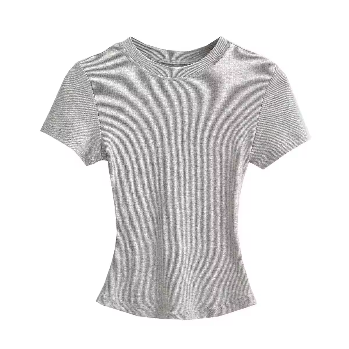 Wholesale Rib Knit Crop Top Tshirts For Women Custom Logo Short Tops Ribbed Cotton T Shirt