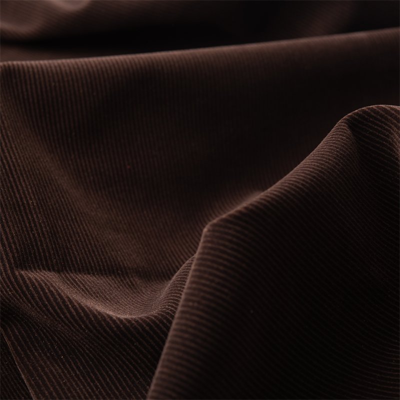 Custom Color Plain Brown 200 GSM Polyester Rib Striped Home Textiles Cushions Pillows Weft Flocking Fabric Velvet Wholesale