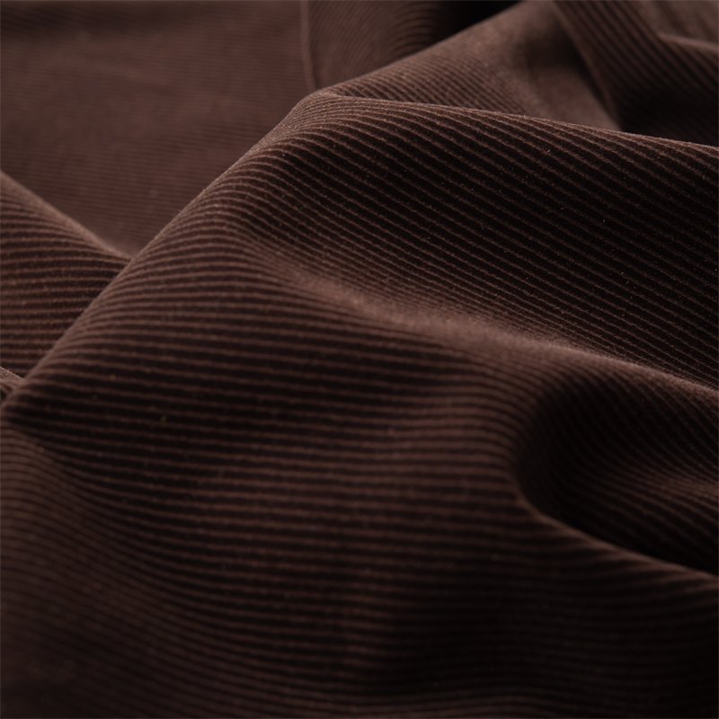 Custom Color Plain Brown 200 GSM Polyester Rib Striped Home Textiles Cushions Pillows Weft Flocking Fabric Velvet Wholesale