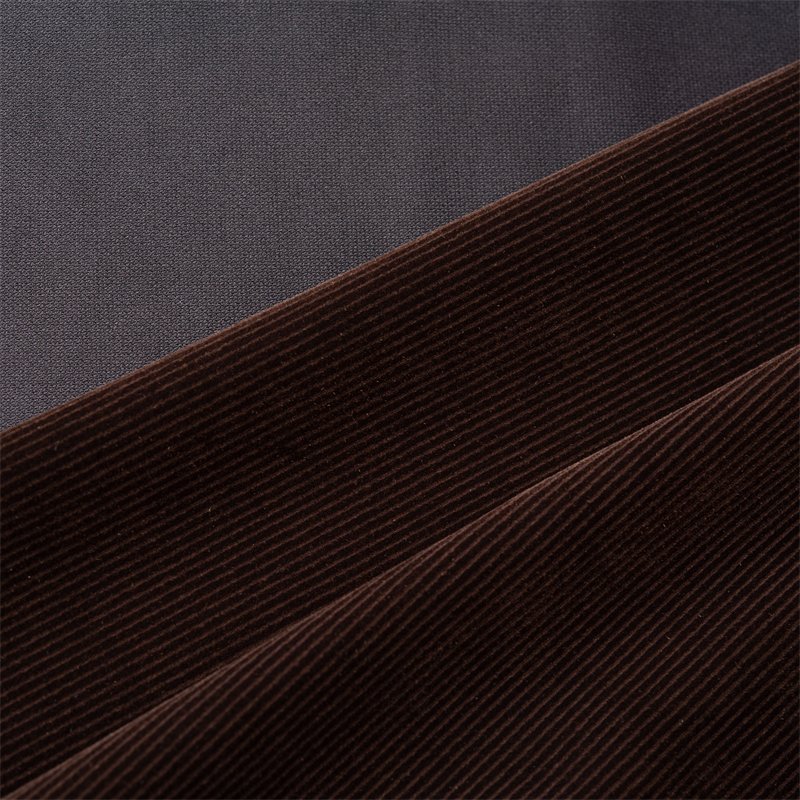 Custom Color Plain Brown 200 GSM Polyester Rib Striped Home Textiles Cushions Pillows Weft Flocking Fabric Velvet Wholesale