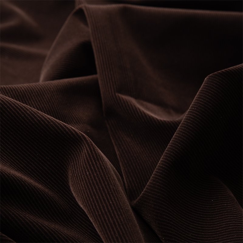 Custom Color Plain Brown 200 GSM Polyester Rib Striped Home Textiles Cushions Pillows Weft Flocking Fabric Velvet Wholesale