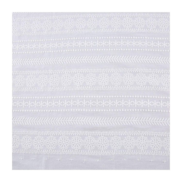 HA-18391B Dress wear fabric woven white 100% cotton embroidery fabric for women dress