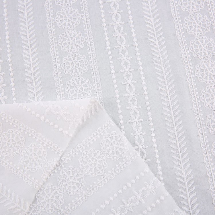 HA-18391B Dress wear fabric woven white 100% cotton embroidery fabric for women dress