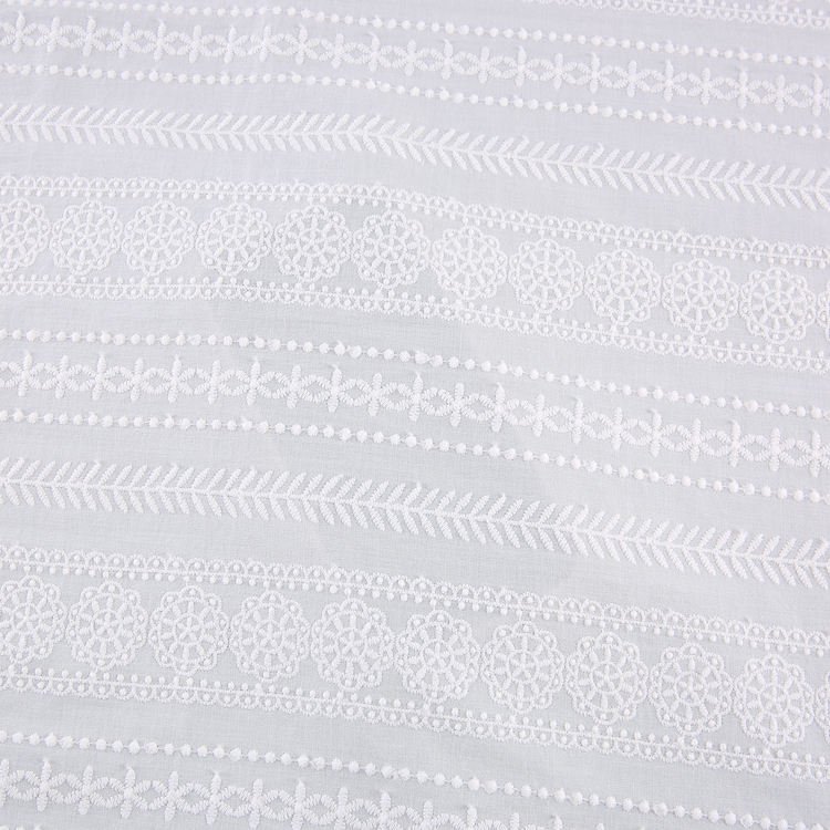 HA-18391B Dress wear fabric woven white 100% cotton embroidery fabric for women dress