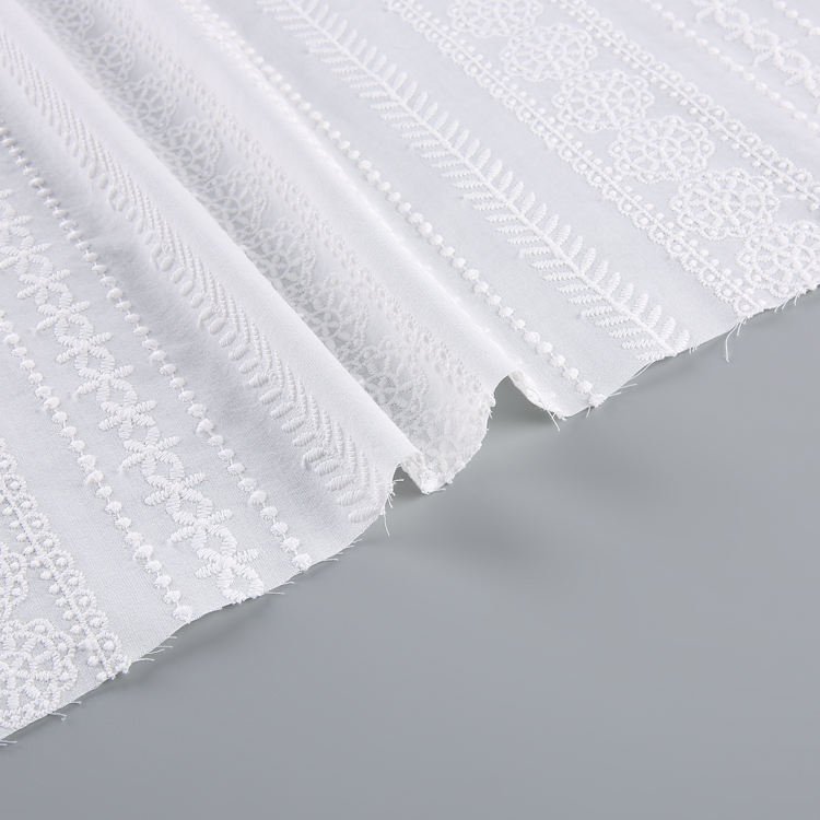 HA-18391B Dress wear fabric woven white 100% cotton embroidery fabric for women dress