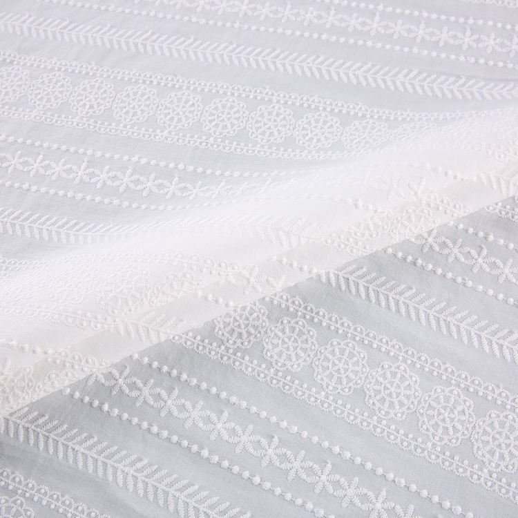 HA-18391B Dress wear fabric woven white 100% cotton embroidery fabric for women dress