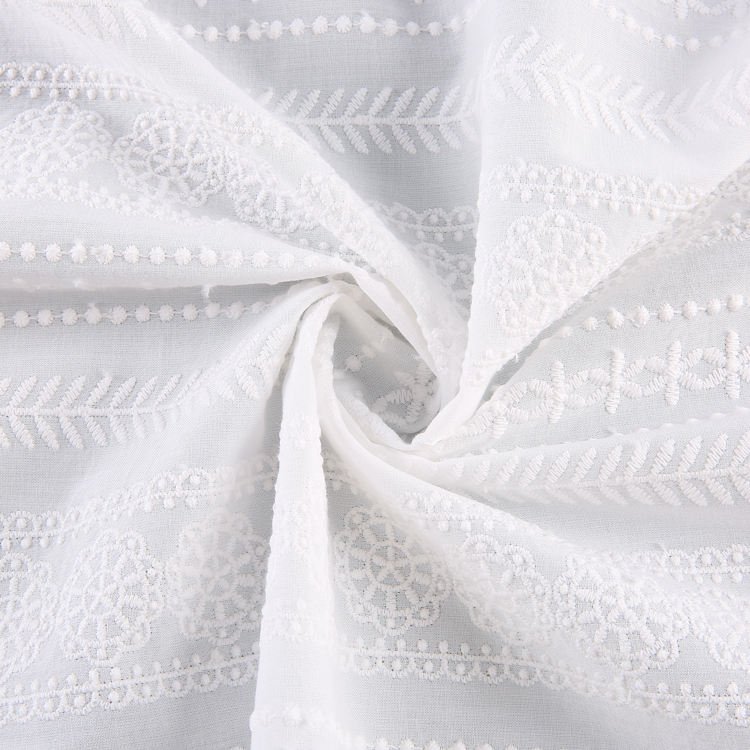 HA-18391B Dress wear fabric woven white 100% cotton embroidery fabric for women dress