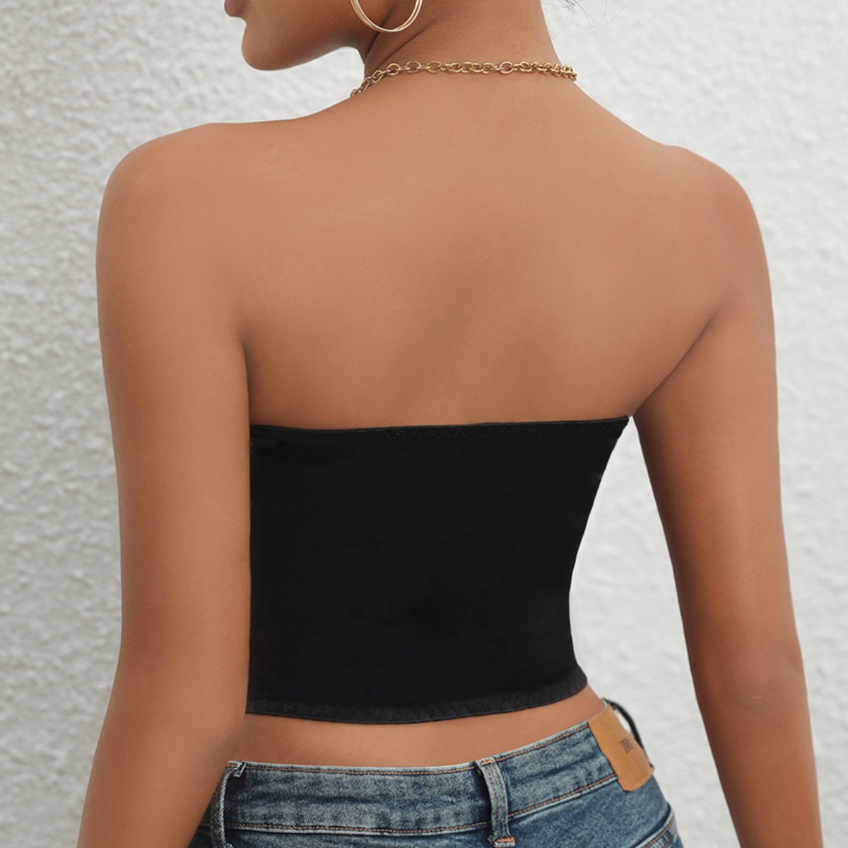 American Cross Lace Up Hollow Waist Wrap Solid Color Cool Spicy Girls' Open Back Versatile Bra