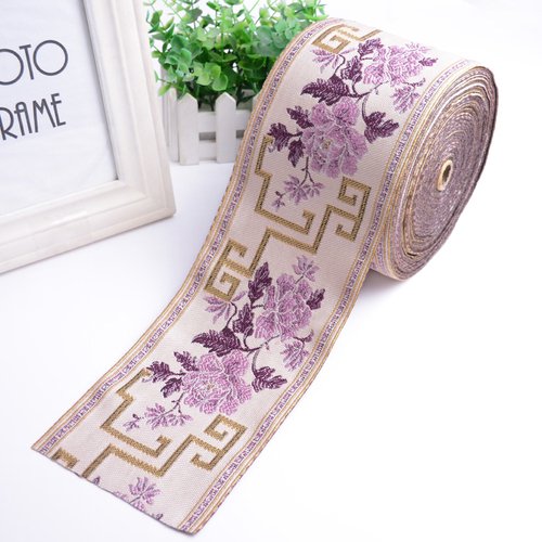Wholesale jacquard multicolor embroidered lace ribbon for decorative curtains