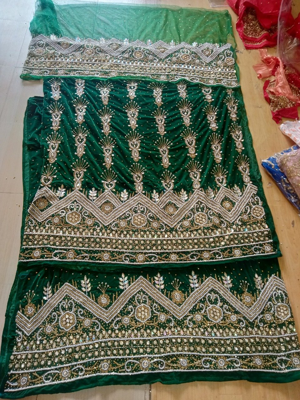 Indian Manufactured Heavy Designer George Fabric Net Lace African Somali George Wrapper Embroidery Custom Packaging Available