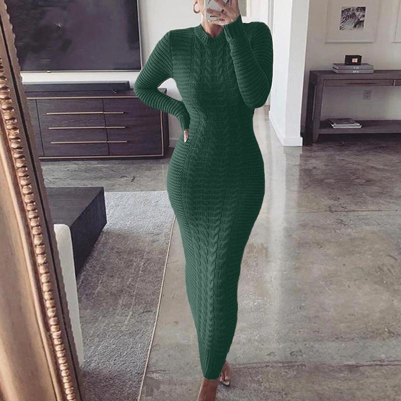 New Women Fashion Clothing Woman Casual Sweater Dresses Women Clothing Winter Knit Solid Long Sleeve Ladies Christmas Dress