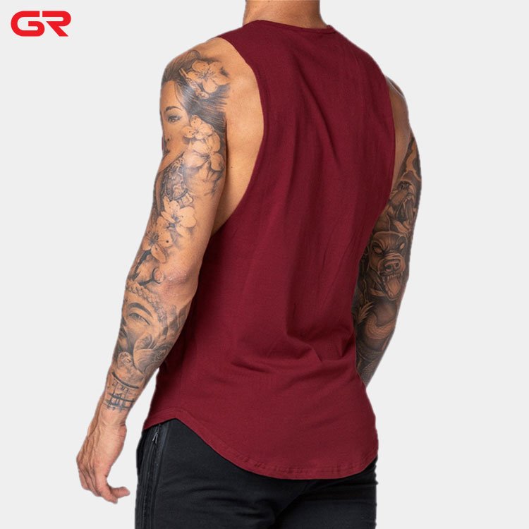 High Quality Men Running Wear Singlet Activewear Tank Solid Color Scallop Hem Drop Armhole Workout Mens Tank Top Fitness