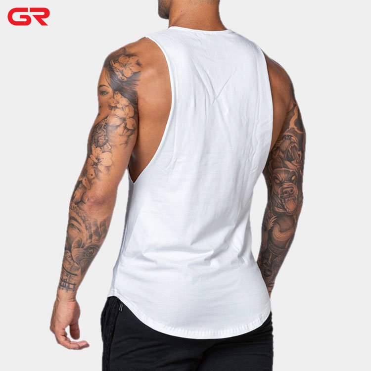 High Quality Men Running Wear Singlet Activewear Tank Solid Color Scallop Hem Drop Armhole Workout Mens Tank Top Fitness