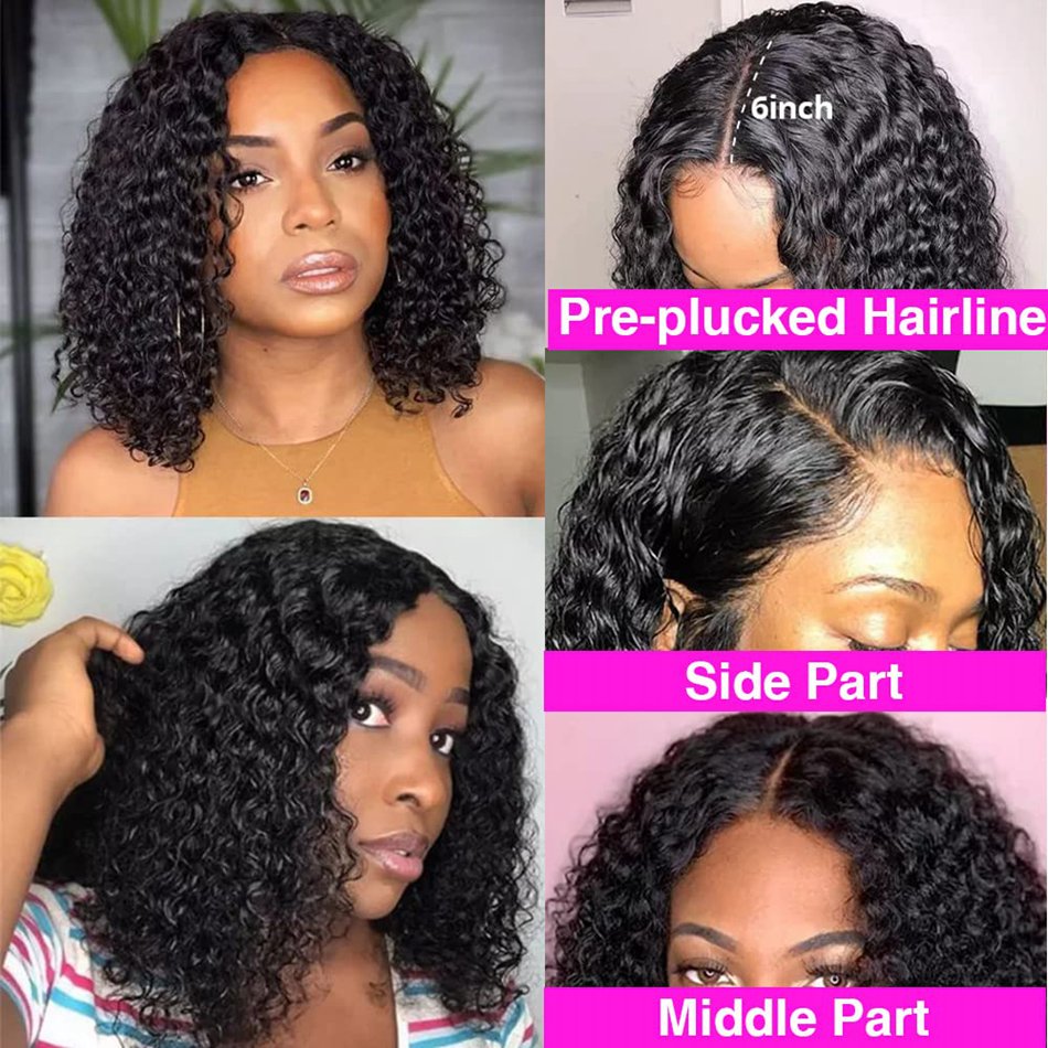 Kinky Curly Raw Brazilian Human Hair Short Bob Wigs Human Hair Swiss Lace Front Wigs For Black Women Pixie Cut Human Hair Wigs